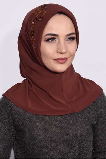 Evening Model - Tuile Hijab Paillettes Pratique - Turkey