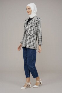Jacket - Jacke mit Krähenfußmuster für Damen 100325736 - Turkey