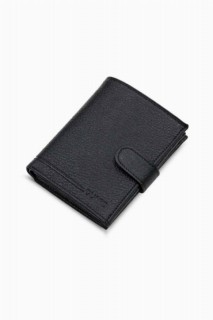 Multi-Compartment Flip Vertical Black Leather Men's Wallet 100346266