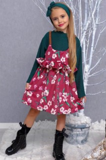 Girl Clothing - طقم فستان بناتي بتصميم وردة مجففة ومزين بنقشة الزهور 100327136 - Turkey