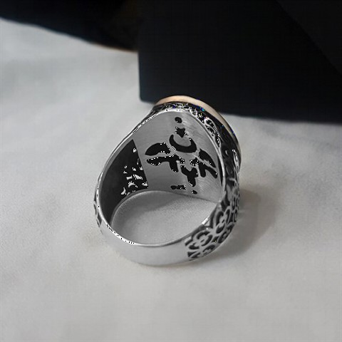 Edge Embroidered Wolf Motif Embroidered Silver Ring 100349778
