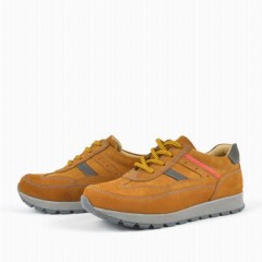 Yellow Genuine Leather Boy's Sports School Shoe Lace Up 100278829