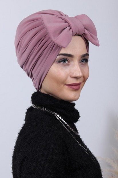 Woman Bonnet & Turban - Bonnet bidirectionnel avec arc rempli de rose séchée - Turkey