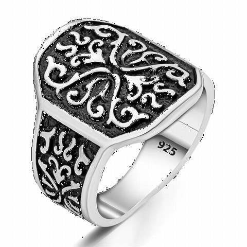 Embossed Patterned Silver Ring 100350253