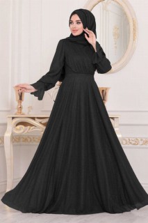 Evening & Party Dresses - لباس شب مشکی حجاب 100300022 - Turkey