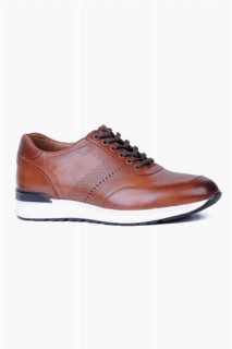 Men's Brown Casual Lace-Up Patterned Leather Shoes 100350571