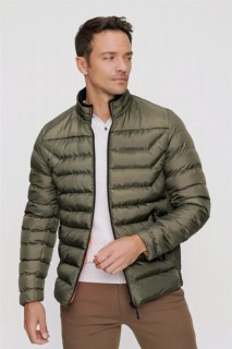 Outdoor - Men's Khaki Edmonton Dynamic Fit Casual Fit Zippered Quilted Coat 100351067 - Turkey