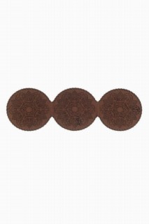 Leaf Triple Knitted Double Layer Round Leather Luxury Runner Brown 100329630