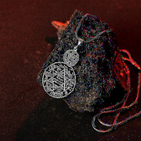 Necklace - Seal of Solomon and Ottoman Star Embroidered Silver Necklace 100346591 - Turkey