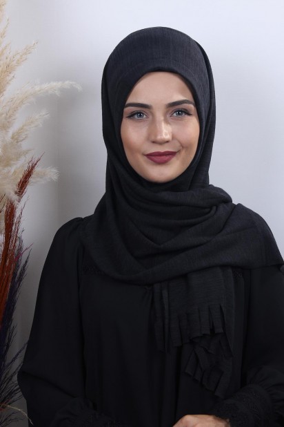 Shawl - Strick Praktischer Hijab-Schal Schwarz-Navy - Turkey