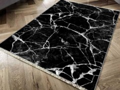 Carpet - سجادة حائط مخملية مطبوعة رقمية غير قابلة للانزلاق أسود أبيض 150x220 سم 100260407 - Turkey