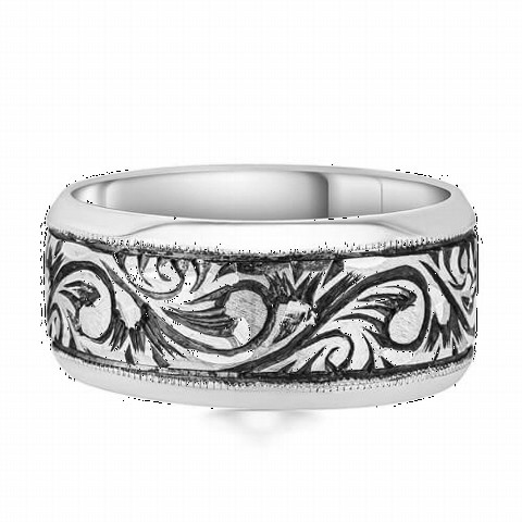 Wedding Ring - 10mm Erzurum Pen Embroidered Silver Wedding Ring 100349781 - Turkey
