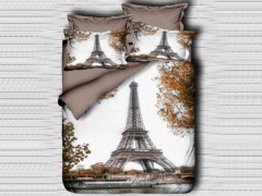 Duvet Cover Sets - Best Class Digital bedrucktes 3D-Einzelbettbezug-Set Eiffel 100329240 - Turkey