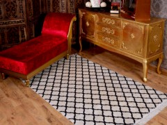 Carpet - Latex Non-Slip Base Digital Print Velvet Carpet Mug White-Black 180x280 cm 100258441 - Turkey