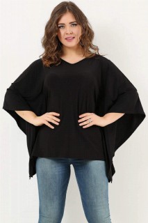 Blouse - Wide Loose Sleeves Slit Large Size Tunic 100276277 - Turkey