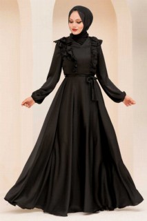 Evening & Party Dresses - Black Hijab Evening Dress 100338268 - Turkey