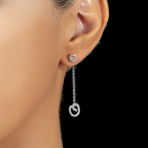 Earrings - Round Cut Silver Earrings with November Birth Stone 100350193 - Turkey