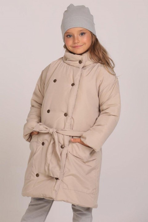 Girl's New Model Beige Coat Tracksuit 100326883