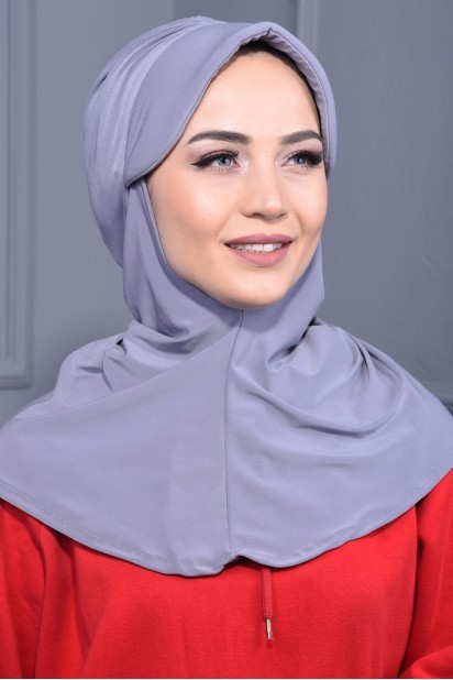 Woman Hijab & Scarf - وشاح قبعة رياضية رمادي - Turkey