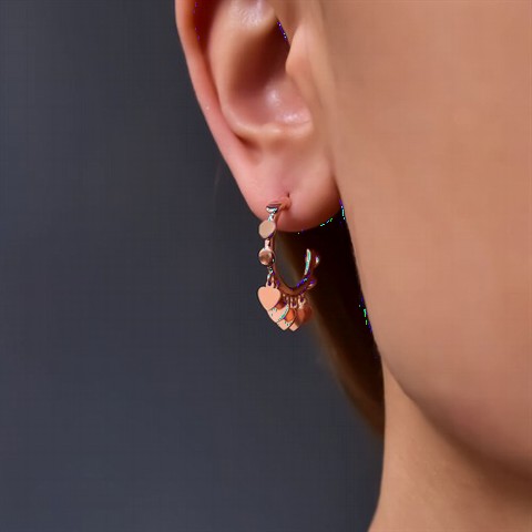 Earrings - Heart Sequin Rose Silver Earring 100349957 - Turkey