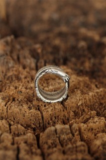 Silver Rings 925 - Leaf Model Eagle Detailed Adjustable Men's Ring 100319317 - Turkey