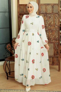 Daily Dress - White Hijab Dress 100341682 - Turkey