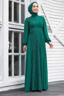Evening & Party Dresses - فستان سهرة حجاب أخضر 100338034 - Turkey
