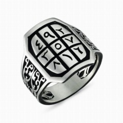 Men - Ebced Calculus Patterned Silver Ring 100348322 - Turkey