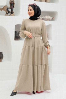 Clothes - Beige Hijab Dress 100339913 - Turkey