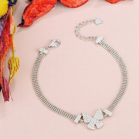 Butterfly Motif Women's Sterling Silver Bracelet 100349650