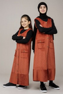 Daily Dress - Geknöpftes Giletkleid aus Samt für junge Mädchen 100325633 - Turkey