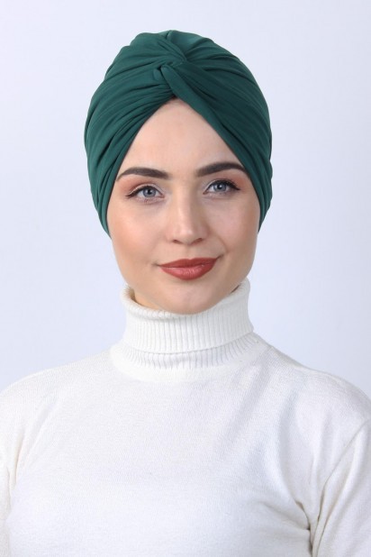 Woman Bonnet & Turban - Noeud Os Vert Émeraude - Turkey