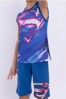 Boy's Super Man Printed Zero Sleeve Blue Shorts Suit 100328250