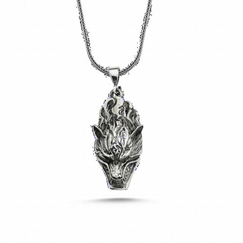 Necklace - Wolf Head Silver Necklace 100348837 - Turkey