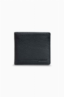Wallet - Black Single Pitted Leather Men's Wallet 100345790 - Turkey