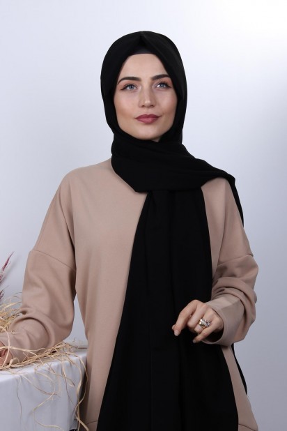Woman Hijab & Scarf - Châle soie de médine Noir - Turkey