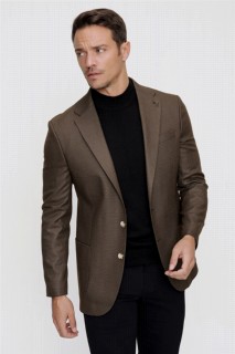 Jacket - Men's Brown Dynamic Fit Casual Fit Bag Pocket Patterned 6 Drop Jacket 100351254 - Turkey