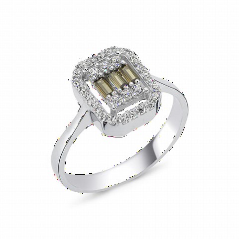 jewelry - Piece Baguette Stone Silver Women's Ring Green 100347342 - Turkey
