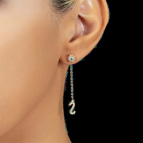 Earrings - أقراط فضية مستديرة مع حجر ميلاد أبريل 100350186 - Turkey