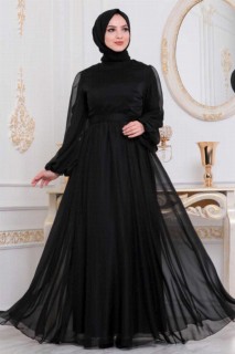 Wedding & Evening - Black Hijab Evening Dress 100335207 - Turkey