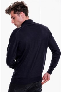 Men's Navy Blue Basic Dynamic Fit Turtleneck Knitwear Sweater 100345092