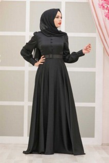 Evening & Party Dresses - Black Hijab Evening Dress 100337520 - Turkey
