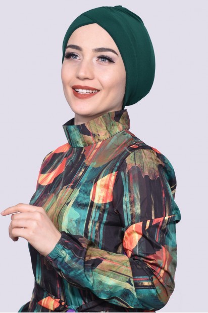 Woman Bonnet & Hijab - قبعة البركة الزمرد الأخضر - Turkey