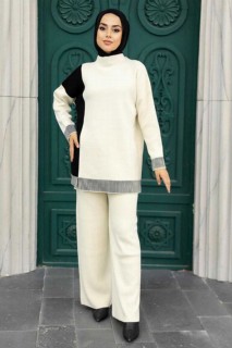 Cloth set - Ecru Hijab Knitwear Double Suit 100345008 - Turkey