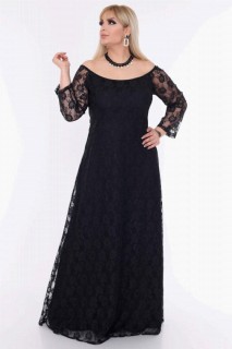 Long evening dress - Plus Size Evening Dress With Full Tube Elastic Neck 100276299 - Turkey