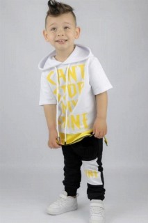 Boy Clothing - بدلة رياضية بغطاء للرأس مطبوعة باللون الأصفر  100327871 - Turkey