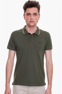 T-Shirt - تي شيرت أخضر أساسي بياقة بولو رجالي بملاءمة ديناميكية بدون جيوب 100351221 - Turkey