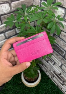 Wallet - Guard Ultra Thin Unisex Fuchsia Minimal Leather Card Holder 100345869 - Turkey