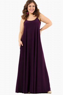 Long evening dress - Large Size Sports Pocket Long Dress With Straps 100276257 - Turkey
