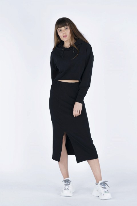 Outwear - Women's Hooded Skirted Sweatshirt Double Suit 100326318 - Turkey